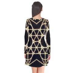 Long Sleeve V-neck Flare Dress 
