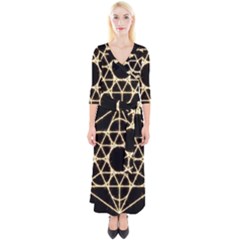 Quarter Sleeve Wrap Maxi Dress 