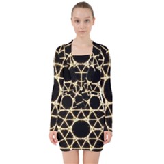 V-neck Bodycon Long Sleeve Dress 
