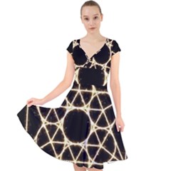Cap Sleeve Front Wrap Midi Dress 