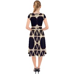 Cap Sleeve Front Wrap Midi Dress 