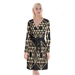 Long Sleeve Velvet Front Wrap Dress 