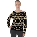 Sacred Geometry: Metatron Off Shoulder Long Sleeve Velour Top