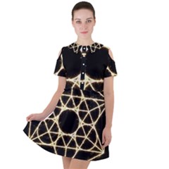 Short Sleeve Shoulder Cut Out Dress  