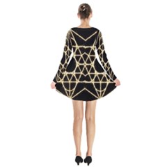 Long Sleeve Velvet V-neck Dress 