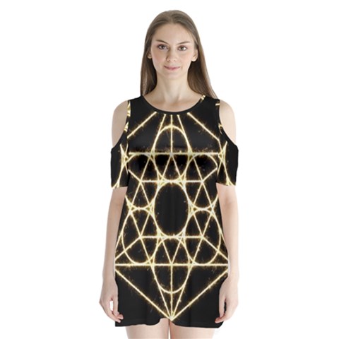 Sacred Geometry: Metatron Shoulder Cutout Velvet One Piece from ArtsNow.com