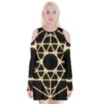 Sacred Geometry: Metatron Velvet Long Sleeve Shoulder Cutout Dress