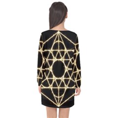 Long Sleeve Chiffon Shift Dress  