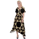 Sacred Geometry: Metatron Cross Front Sharkbite Hem Maxi Dress