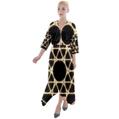 Quarter Sleeve Wrap Front Maxi Dress 