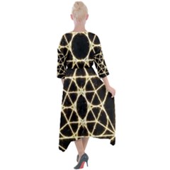 Quarter Sleeve Wrap Front Maxi Dress 
