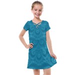 Cerulean Blue Spirals Kids  Cross Web Dress