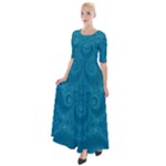 Cerulean Blue Spirals Half Sleeves Maxi Dress
