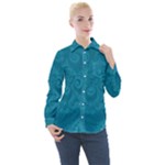 Cerulean Blue Spirals Women s Long Sleeve Pocket Shirt