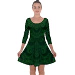 Emerald Green Spirals Quarter Sleeve Skater Dress