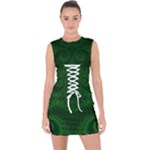 Emerald Green Spirals Lace Up Front Bodycon Dress