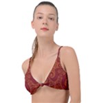 Red and Gold Spirals Knot Up Bikini Top