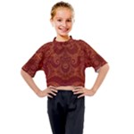 Red and Gold Spirals Kids Mock Neck Tee