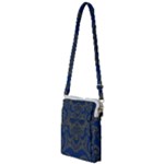 Navy Blue and Gold Swirls Multi Function Travel Bag