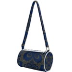 Navy Blue and Gold Swirls Mini Cylinder Bag