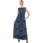 Navy Blue and Gold Swirls Chiffon Mesh Boho Maxi Dress