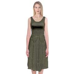 Rustic Green Brown Swirls Midi Sleeveless Dress from ArtsNow.com