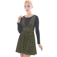 Plunge Pinafore Velour Dress 