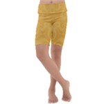 Golden Honey Swirls Kids  Lightweight Velour Cropped Yoga Leggings