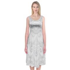 Wedding White Swirls Spirals Midi Sleeveless Dress from ArtsNow.com