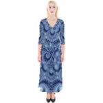Royal Blue Swirls Quarter Sleeve Wrap Maxi Dress