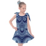 Royal Blue Swirls Kids  Tie Up Tunic Dress