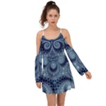 Royal Blue Swirls Kimono Sleeves Boho Dress