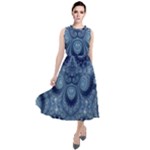 Royal Blue Swirls Round Neck Boho Dress