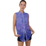 Mystic Purple Swirls Sleeveless Chiffon Button Shirt