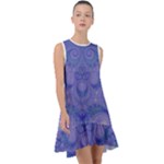 Mystic Purple Swirls Frill Swing Dress