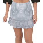 Ash Grey White Swirls Fishtail Mini Chiffon Skirt