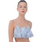 Ash Grey White Swirls Frill Bikini Top