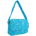 Aqua Blue Floral Print Courier Bag