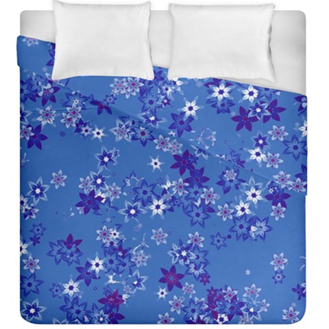 Cornflower Blue Floral Print Duvet Cover Double Side (King Size) from ArtsNow.com
