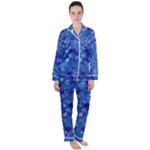 Cornflower Blue Floral Print Satin Long Sleeve Pyjamas Set