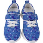 Cornflower Blue Floral Print Kids  Velcro Strap Shoes