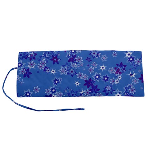 Cornflower Blue Floral Print Roll Up Canvas Pencil Holder (S) from ArtsNow.com