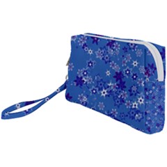 Cornflower Blue Floral Print Wristlet Pouch Bag (Small) from ArtsNow.com