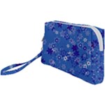 Cornflower Blue Floral Print Wristlet Pouch Bag (Small)