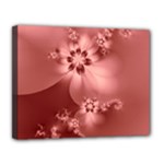 Coral Pink Floral Print Canvas 14  x 11  (Stretched)
