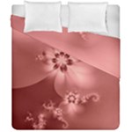 Coral Pink Floral Print Duvet Cover Double Side (California King Size)
