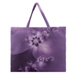 Royal Purple Floral Print Zipper Large Tote Bag
