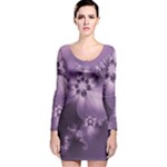 Royal Purple Floral Print Long Sleeve Velvet Bodycon Dress