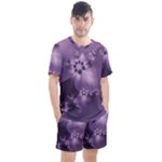 Royal Purple Floral Print Men s Mesh Tee and Shorts Set