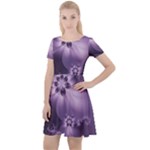 Royal Purple Floral Print Cap Sleeve Velour Dress 